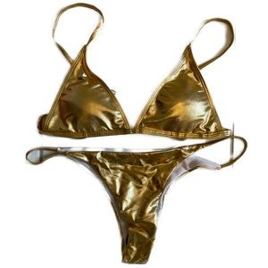 NWOT Sexy Gold Metallic Bikini sz L fits M ♥️